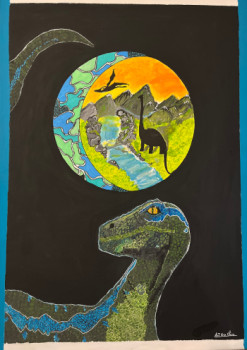Œuvre contemporaine nommée « La bulle du dino », Réalisée par ART'NAR CHIC