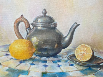 Œuvre contemporaine nommée « Théière sur la table marocaine », Réalisée par NATALIA SIMONIAN