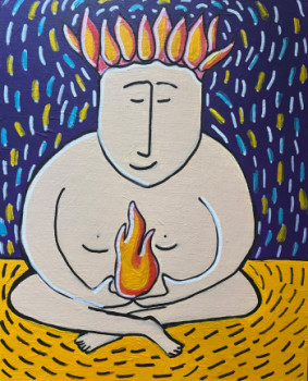 Œuvre contemporaine nommée « L’homme et le feu », Réalisée par FRANCK THOMAS