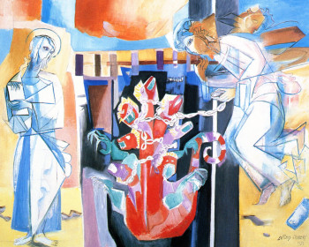 Œuvre contemporaine nommée « Il maîtrisa le dragon et l'enchaîna », Réalisée par LOUIS CAILLAUD D'ANGERS