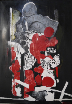 Œuvre contemporaine nommée « Mégalithe rouge et blanc », Réalisée par FERNANDEZ