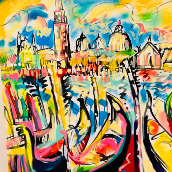 Œuvre contemporaine nommée « Evening in Venise No3 », Réalisée par PAUGAM PAUGAM DANIEL