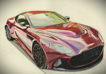 Œuvre contemporaine nommée « Aston Martin DBS Superleggera Coupé », Réalisée par PIRDESSINS