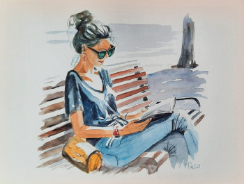Œuvre contemporaine nommée « La lectrice », Réalisée par PACO