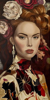 Œuvre contemporaine nommée « La Dame aux camélias », Réalisée par ELISABETH MIONE