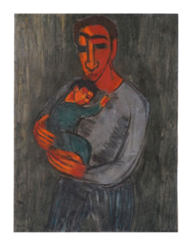 Œuvre contemporaine nommée « Vater mit Sohn (Beschützt), Urheberrecht Katharina Kretschmer », Réalisée par KATHARINA KRETSCHMER