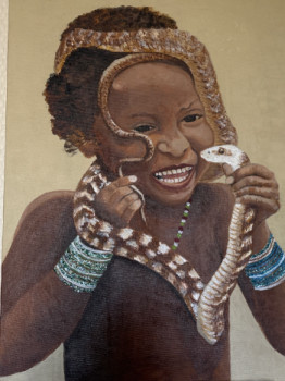 Œuvre contemporaine nommée « Charmeur de serpent », Réalisée par NICOLE CLOIX