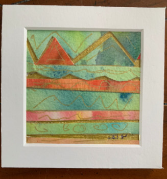 Œuvre contemporaine nommée « Aquarelle en découpage abstraite », Réalisée par PATRICIA DELEY