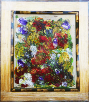Œuvre contemporaine nommée « N° 169 Opaline Fleurs et Fruits », Réalisée par JADE-B-ROUGERIE