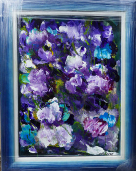 Œuvre contemporaine nommée « N° 285 été Fleurs Bleues », Réalisée par JADE-B-ROUGERIE