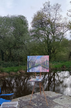 Œuvre contemporaine nommée « Sur le Canal Nantes à Brest, Écluse 150, chez Isa et Jean Gab », Réalisée par BERNARD LA ROCCA