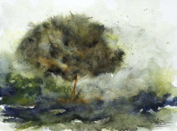 Œuvre contemporaine nommée « arbre isolé 2 », Réalisée par SYLVIE PINON