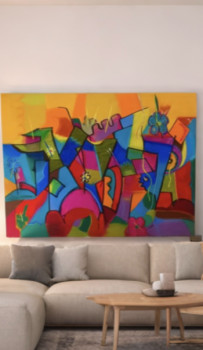Œuvre contemporaine nommée « Oeuvre réalisée sur bois 80x60 couleurs vives réalisées au pastel . », Réalisée par FLORI