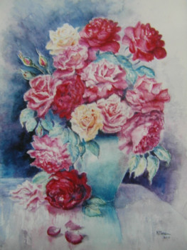Œuvre contemporaine nommée « Bouquet de roses », Réalisée par AMALIA MEREU