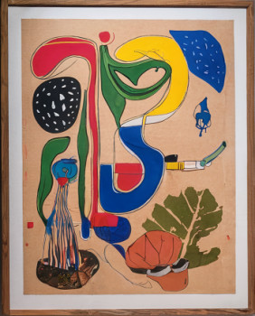 Œuvre contemporaine nommée « recollage 5 », Réalisée par TEDRUB