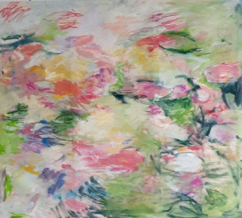 Œuvre contemporaine nommée « Les nympheas roses », Réalisée par CLOTHILDE DE LA PRESLE