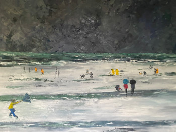 Œuvre contemporaine nommée « Ciel d’orage en mer du nord », Réalisée par J E N A