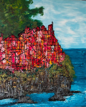Œuvre contemporaine nommée « Le village au bord du monde », Réalisée par FAB’M-
