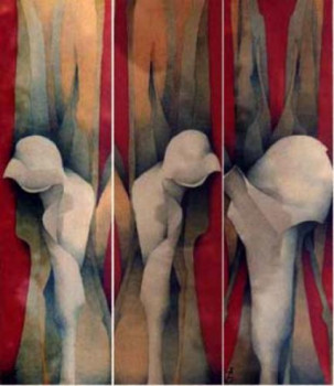 Œuvre contemporaine nommée « Triptyque "Arums », Réalisée par SYLVAINE VEILLON-GUTIERREZ
