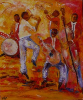 Œuvre contemporaine nommée « Five Blacks Jazz », Réalisée par RAOUL RIBOT