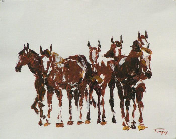 Œuvre contemporaine nommée « les chevaux », Réalisée par T*NGUY