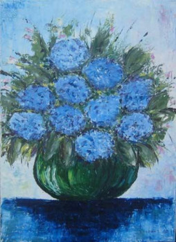 Œuvre contemporaine nommée « bleu hortensia », Réalisée par DANIELLE DUPRAT