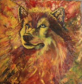 Œuvre contemporaine nommée « Loup de braises », Réalisée par DAN.LECLERCQ