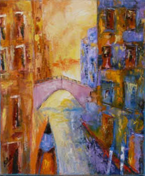 Œuvre contemporaine nommée « Venise, le pont rose », Réalisée par RAOUL RIBOT