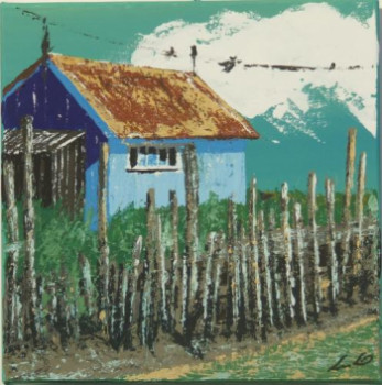 Œuvre contemporaine nommée « une cabane bleue au chenal d'Arceau », Réalisée par LUDO