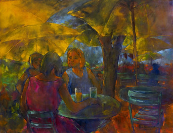 Œuvre contemporaine nommée « Parasols jaunes », Réalisée par NICOLE DE FOMMERVAULT