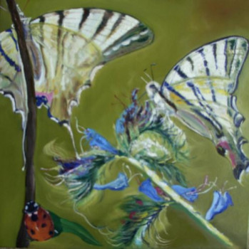 Œuvre contemporaine nommée « Papillons et coccinelle », Réalisée par DAN.LECLERCQ