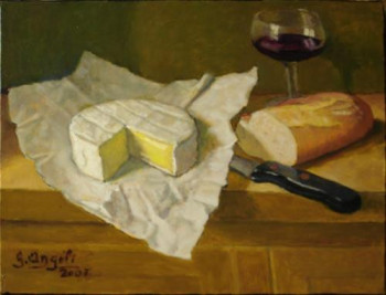 Œuvre contemporaine nommée « pain et camembert », Réalisée par GUERINO ANGELI