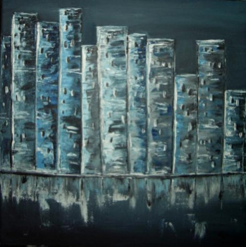 Œuvre contemporaine nommée « blue city », Réalisée par SAND.O