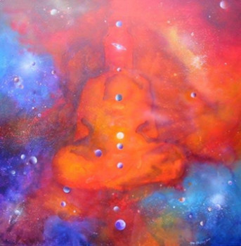 Œuvre contemporaine nommée « galaxie du buddha », Réalisée par ANUPAM  CADIOU GERARD