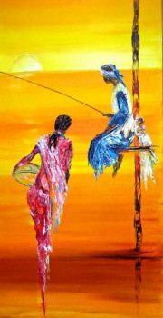 Œuvre contemporaine nommée « Pêcheur Sri Lankais », Réalisée par ANNE LEONARD