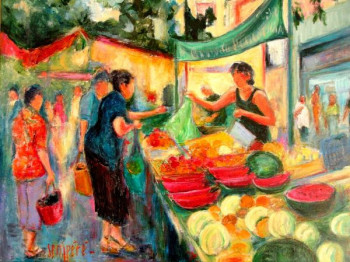 Œuvre contemporaine nommée « Le marché Provençal », Réalisée par FLAVIEN SEMPéRé