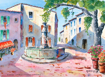Œuvre contemporaine nommée « La fontaine centrale de Tourtour en Provence », Réalisée par ROGER J.