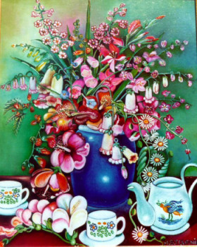 Œuvre contemporaine nommée « Parfums de fleurs et de café », Réalisée par ABERNARDO