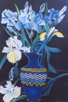 Œuvre contemporaine nommée « Les iris bleus », Réalisée par ABERNARDO