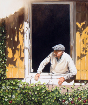 Œuvre contemporaine nommée « le vieil homme à la fenêtre », Réalisée par LYSAND