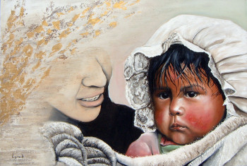 Œuvre contemporaine nommée « bébé péruvien au bonnet », Réalisée par LYSAND