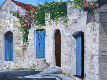 Œuvre contemporaine nommée « Ruelle à Argiroupoli », Réalisée par VIVIANE LESUISSE