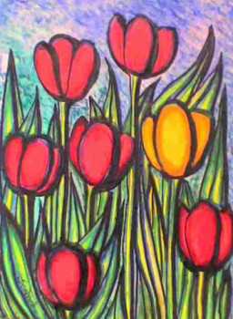 Œuvre contemporaine nommée « Les Tulipes II », Réalisée par STEPHANE CUNY