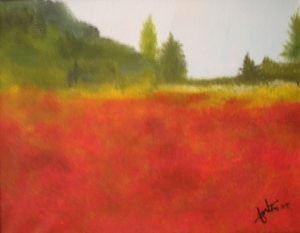 Œuvre contemporaine nommée « champs rouge », Réalisée par FORTIN
