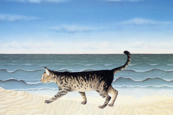 Œuvre contemporaine nommée « Le chat à la plage », Réalisée par BERNARD VERCRUYCE