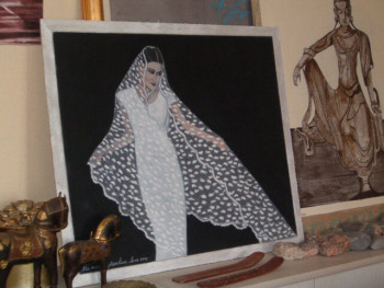 Œuvre contemporaine nommée « sari blanc », Réalisée par LENA BUCKLITSCH