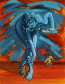Œuvre contemporaine nommée « Série des bleus " La géante.B.com " », Réalisée par MARTYNE MAILLARD