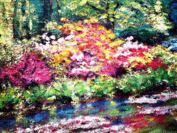 Œuvre contemporaine nommée « étangs en mai », Réalisée par RAYMOND BOURMAULT