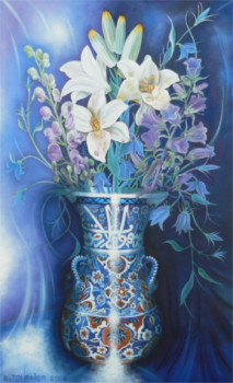 Œuvre contemporaine nommée « Le vase bleu calligraphié2 », Réalisée par ABERNARDO