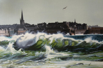 Œuvre contemporaine nommée « Saint malo sous la houle », Réalisée par JOCELYN